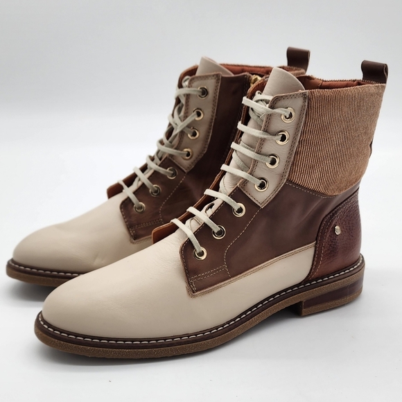 Pikolinos Aldaya Womens Lace Up Zip Combat Boots Brown Leather Size 9